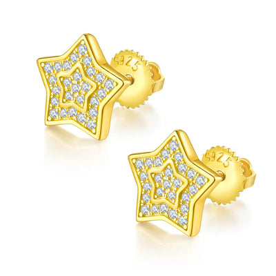 Clous d’Oreilles Étoile Moissanite 0.27ct Or 18K Argent 925