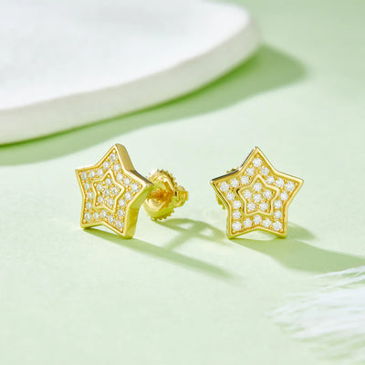 Clous d’Oreilles Étoile Moissanite 0.27ct Or 18K Argent 925