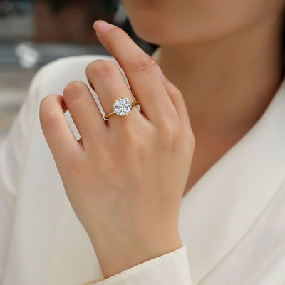 Bague de Fiançailles en Or Vermeil 18K avec Moissanite