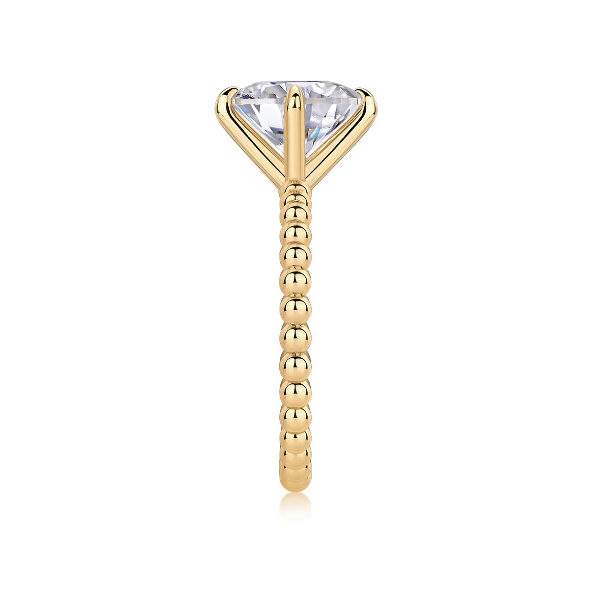 Bague Fiançailles Ronde 4 Griffes Moissanite D/VVS1 Or 18K