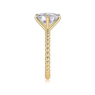 Bague Fiançailles Ronde 4 Griffes Moissanite D/VVS1 Or 18K