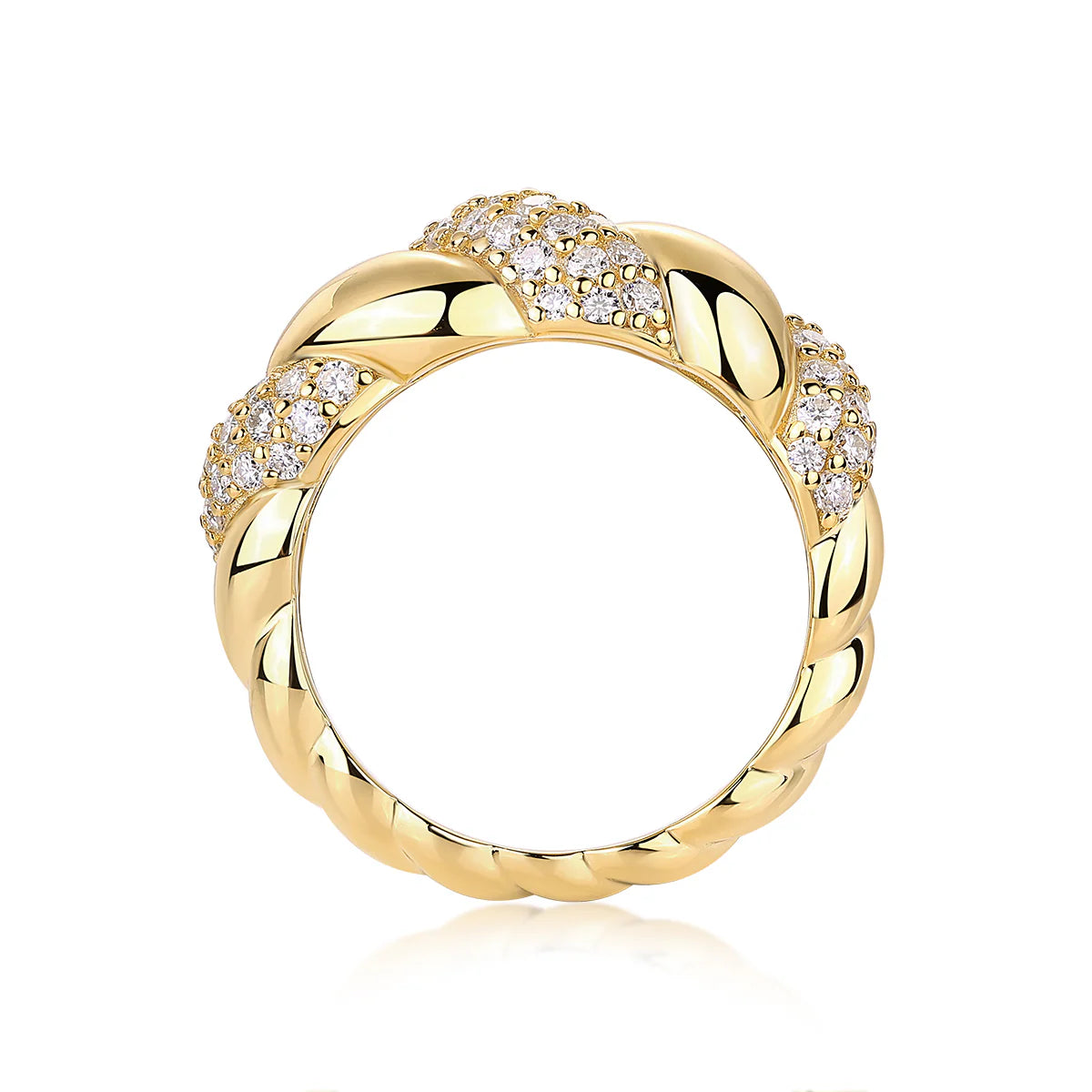 Bague Torsadée en Moissanite, et de l'Or Vermeil 18K