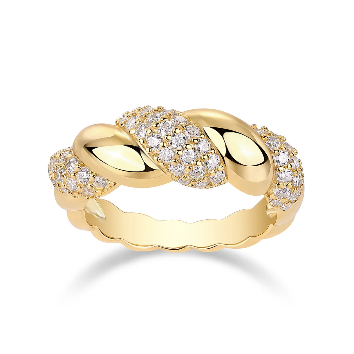 Bague Torsadée en Moissanite, et de l'Or Vermeil 18K
