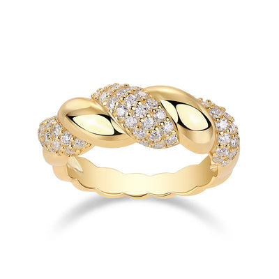 Bague Torsadée en Moissanite, et de l'Or Vermeil 18K