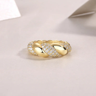 Bague Torsadée en Moissanite, et de l'Or Vermeil 18K