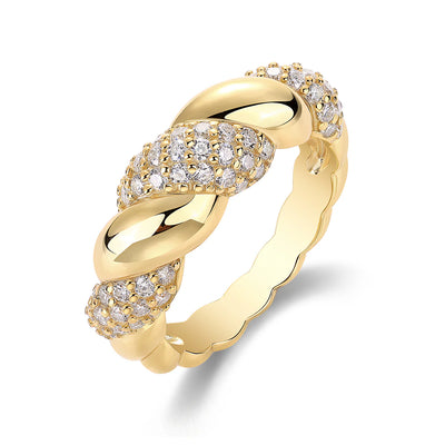 Bague Torsadée en Moissanite, et de l'Or Vermeil 18K