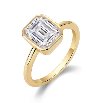 Bague Émeraude Moissanite Vermeil Or 18K
