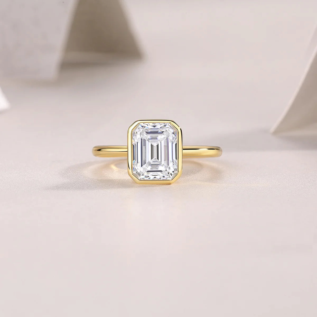 Bague Émeraude Moissanite Vermeil Or 18K
