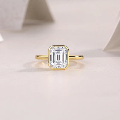Bague Émeraude Moissanite Vermeil Or 18K