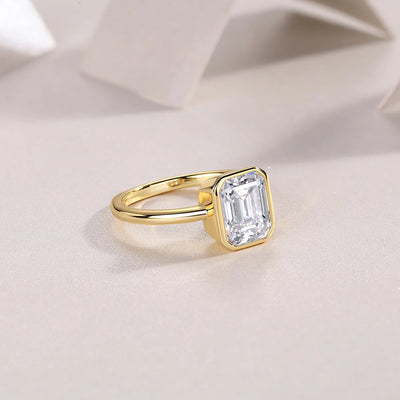 Bague Émeraude Moissanite Vermeil Or 18K