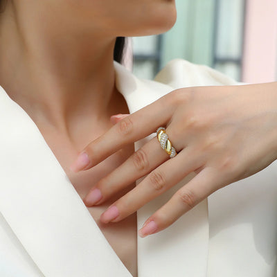 Bague Torsadée en Moissanite, et de l'Or Vermeil 18K