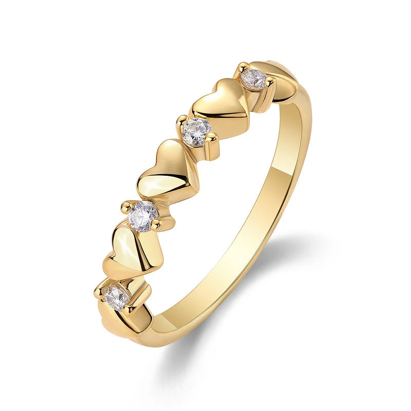 Bague Empilable en Or Vermeil 18K avec Cœur Rond Brillant et Moissanite