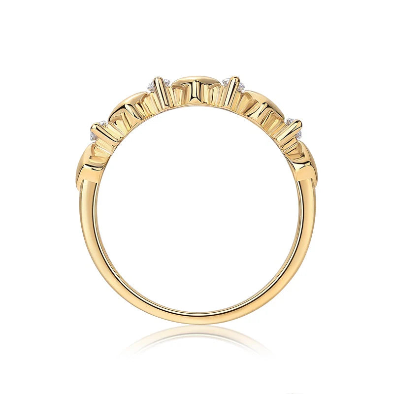 Bague Empilable en Or Vermeil 18K avec Cœur Rond Brillant et Moissanite