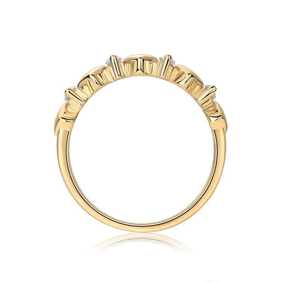 Bague Empilable en Or Vermeil 18K avec Cœur Rond Brillant et Moissanite