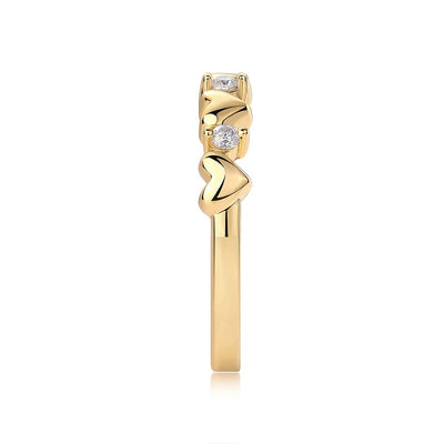 Bague Empilable en Or Vermeil 18K avec Cœur Rond Brillant et Moissanite