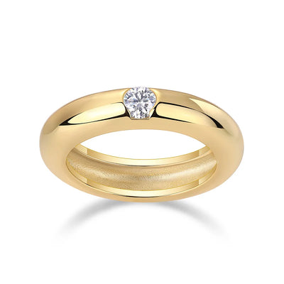 Solitaire Moissanite Certifiée GRA Argent Sterling & Or Jaune Vermeil 18