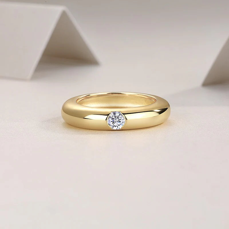 Solitaire Moissanite Certifiée GRA Argent Sterling & Or Jaune Vermeil 18