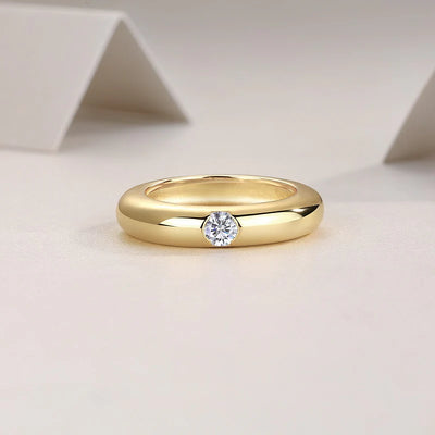 Solitaire Moissanite Certifiée GRA Argent Sterling & Or Jaune Vermeil 18