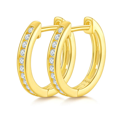 Boucles d'Oreilles Créoles en Or Vermeil 18K avec Moissanite