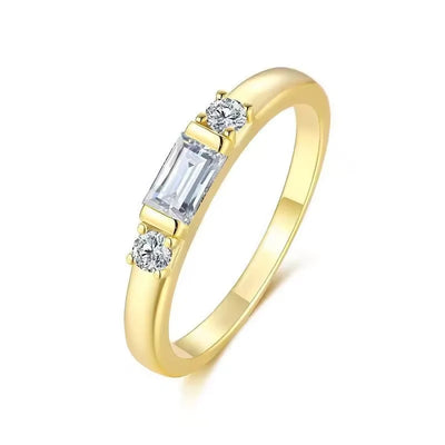 Trilogy Engagement Ring Moissanite D/VVS1, Silver 925