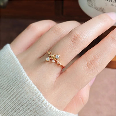 Bague Simple Fleur En Vermeil Or 14K