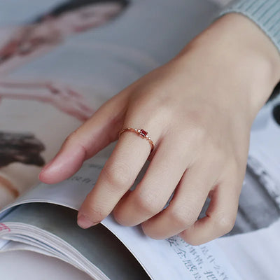 Bague élégante en grenat Cadeau d'amitié en argent sterling