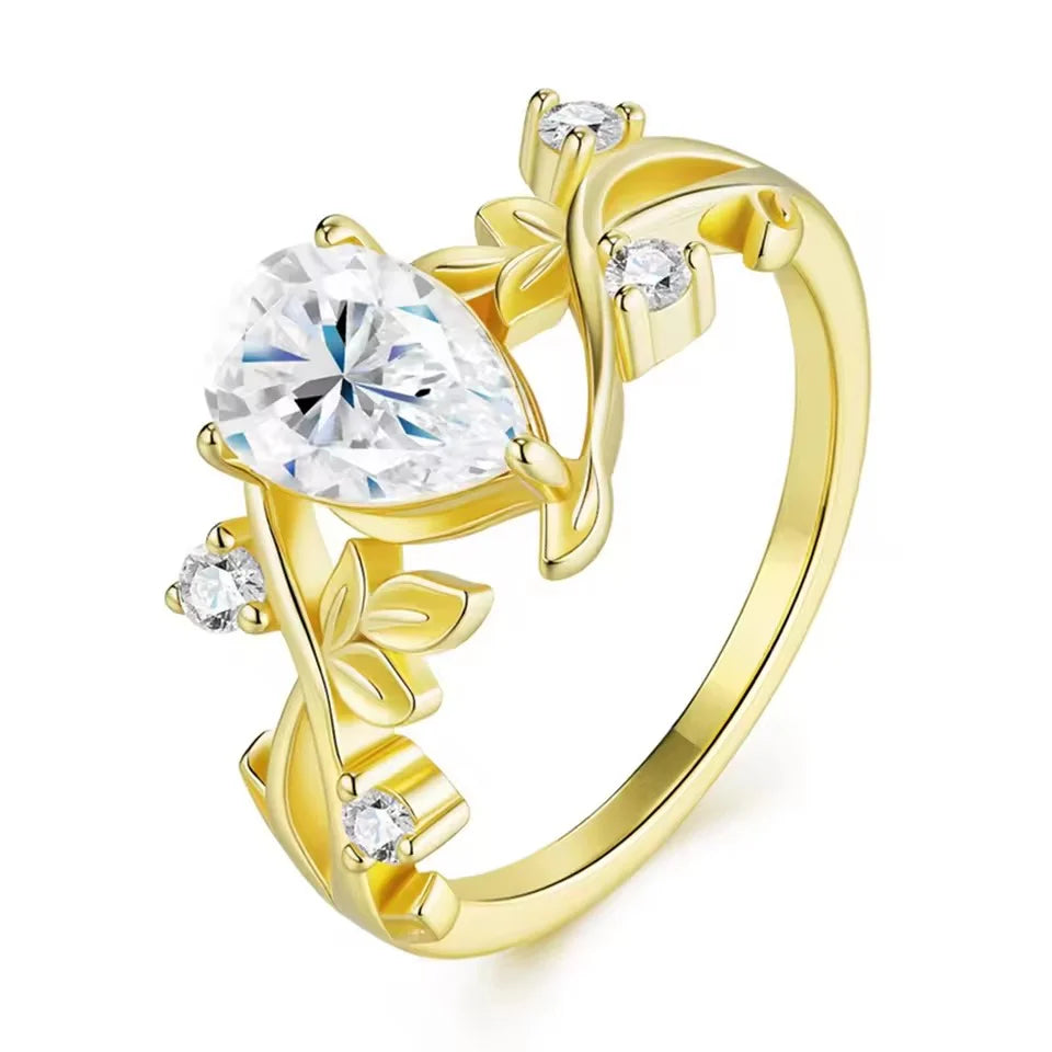Bague solitaire en Or Vermeil 18K avec Moissanite