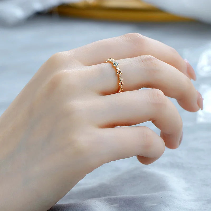 Bague Élégante en Or Vermeil 18K avec Pierre d’Aigue Marine