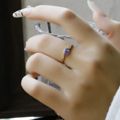 Bague élégante en tanzanite Cadeau de Saint Valentin