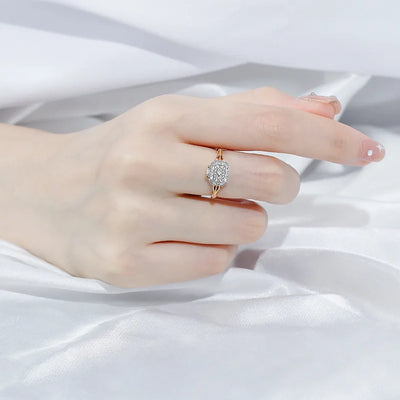 Bague vintage en forme de boîte Bijoux en argent 925 vermeil doré