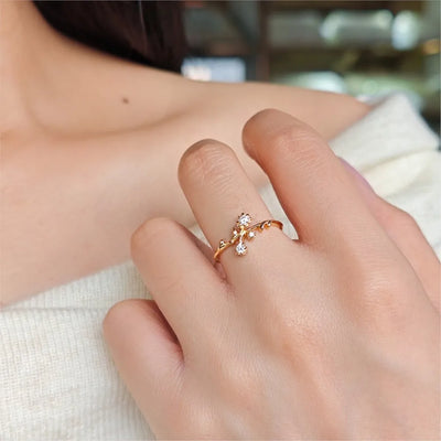 Bague Simple Fleur En Vermeil Or 14K