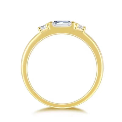 Trilogy Engagement Ring Moissanite D/VVS1, Silver 925