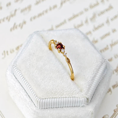 Bague élégante en grenat Cadeau d'amitié en argent sterling