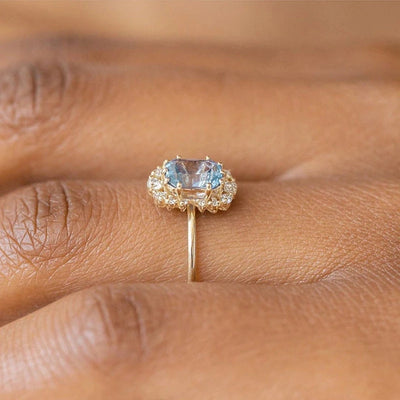 Bague en argent sterling avec topaze bleue Bijoux de fiançailles vintage