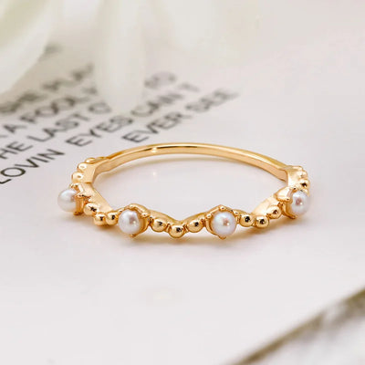 Bague de Mariage en Or Vermeil 18K avec Perle d’Eau Douce