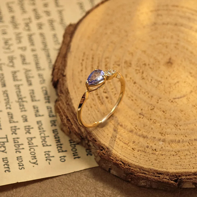 Bague élégante en tanzanite Cadeau de Saint Valentin