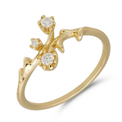 Bague Simple Fleur En Vermeil Or 14K