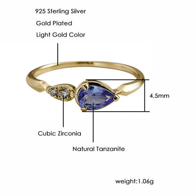 Bague élégante en tanzanite Cadeau de Saint Valentin
