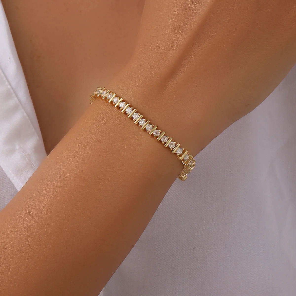 Bracelet Moissanite 4.2ct Argent 925 Vermeil Or 18K